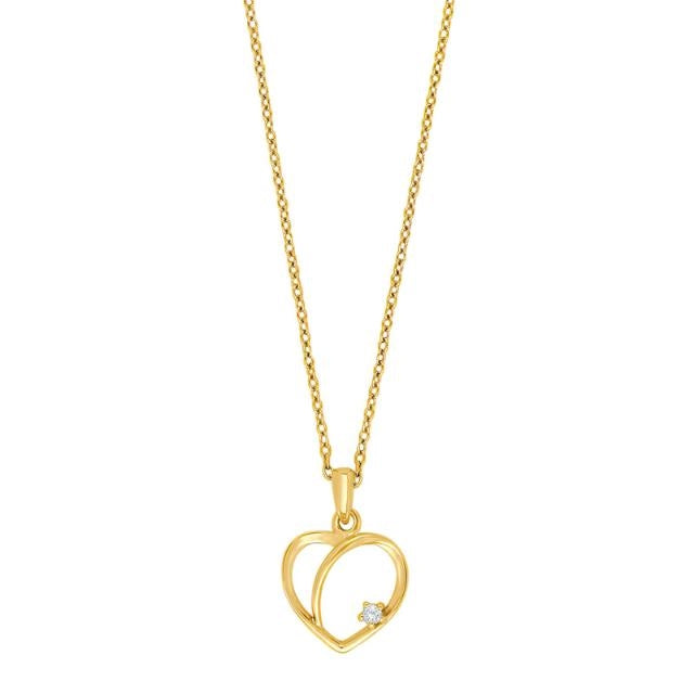 Siersbøl hjertevedhæng i 14 kt guld med 0,015 ct diamant